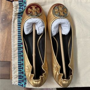 Tory Burch Gold Ballet Flats